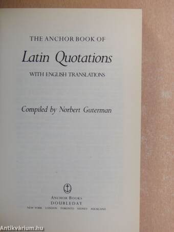 The Anchor Book of Latin Quotations