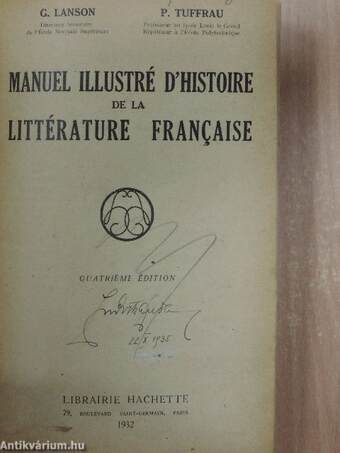 Manuel illustré d'histoire de la littérature francaise