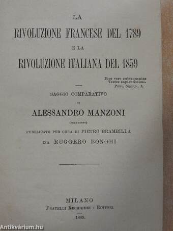 La Rivoluzione Francese del 1789 e la Rivoluzione Italiana del 1859