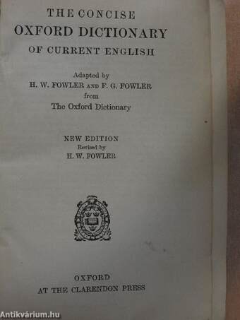 The Concise Oxford Dictionary of Current English