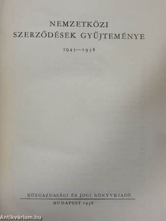 Nemzetközi szerződések gyűjteménye 1945-1958