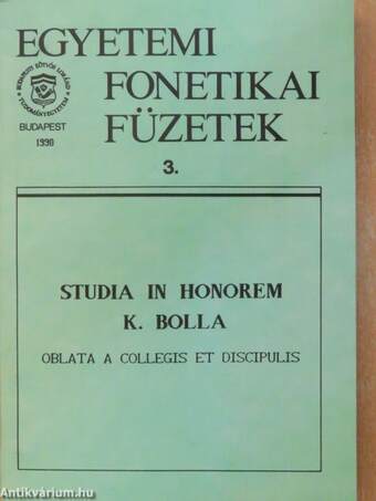 Studia in honorem K. Bolla