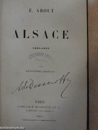 Alsace (Dessewffy Arisztid könyvtárából)