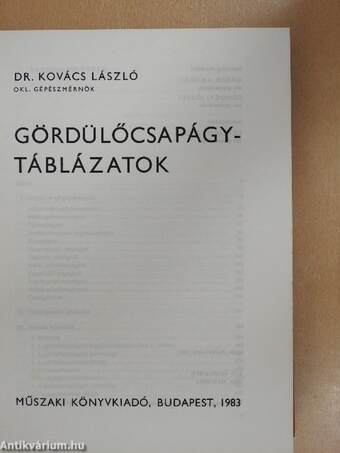 Gördülőcsapágy-táblázatok