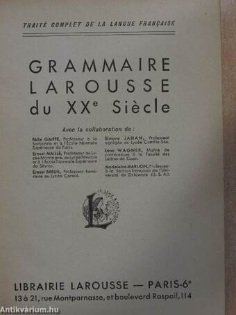 Grammaire larousse du XXe siécle