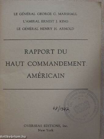 Rapport du haut commandement Américain