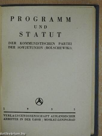 Programm und Statut der Kommunistischen Partei der Sowjetunion (Bolschewiki)