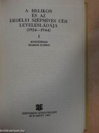 A Helikon és az Erdélyi Szépmíves Céh levelesládája I. (töredék)