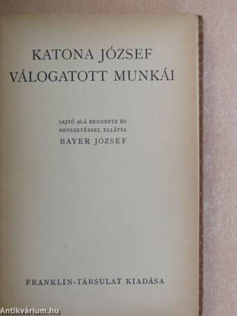 Katona József válogatott munkái