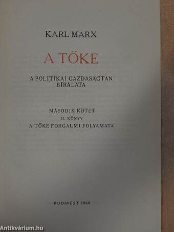 A Tőke II. kötet II. könyv (töredék)