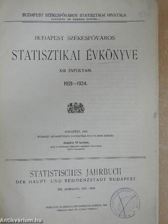 Budapest székesfőváros statisztikai évkönyve 1921-1924