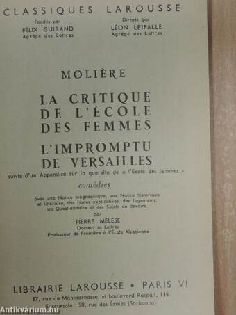 La critique de l'école des femmes