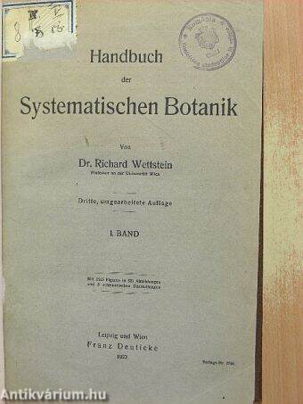 Handbuch der Systematischen Botanik I.