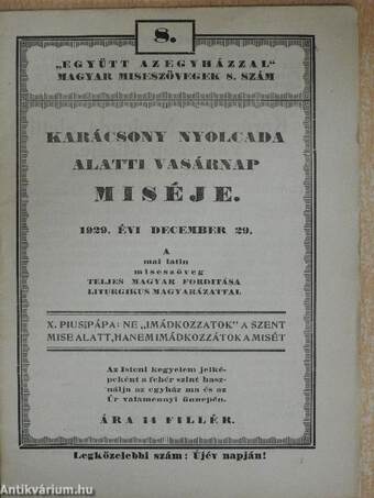 "Együtt az egyházzal" 1929. december 29.