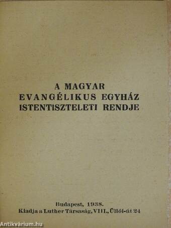 A magyar evangélikus egyház istentiszteleti rendje