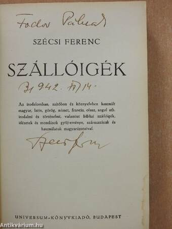 Szállóigék (dedikált példány)