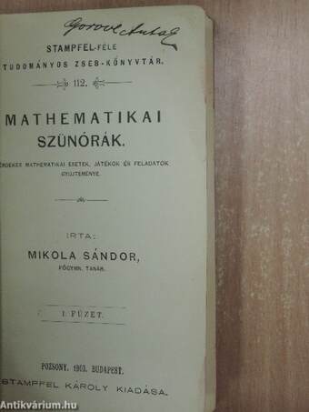 Mathematikai szünórák I.