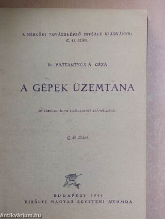 A gépek üzemtana