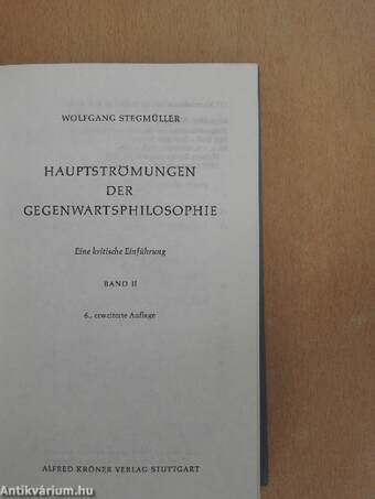 Hauptströmungen der Gegenwartsphilosophie II.