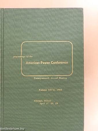 Proceedings of the American Power Conference 27