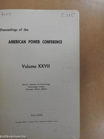 Proceedings of the American Power Conference 27