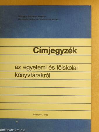 Címjegyzék az egyetemi és főiskolai könyvtárakról