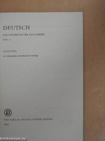 Deutsch - Ein Lehrbuch für Ausländer - Schlüssel 2.