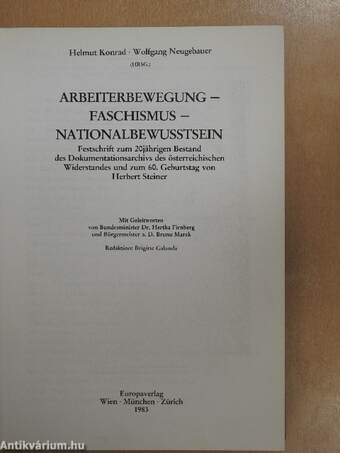 Arbeiterbewegung - Faschismus - Nationalbewusstsein