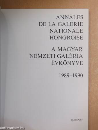 A Magyar Nemzeti Galéria Évkönyve 1989-1990