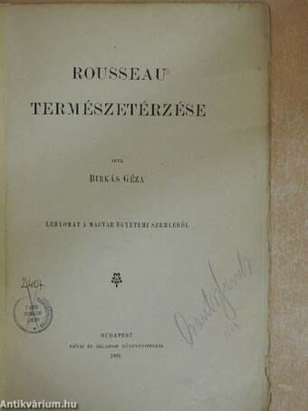 Rousseau természetérzése