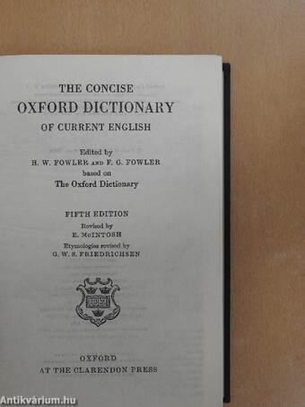 The Concise Oxford Dictionary of Current English