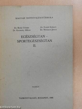 Egészségtan - sportegészségtan II.