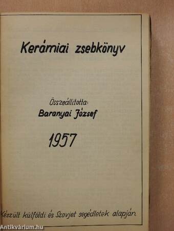 Kerámiai zsebkönyv 1957.