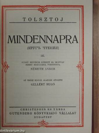 Mindennapra I-VIII.