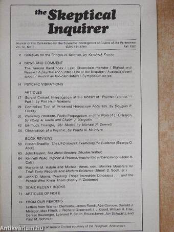 The Skeptical Inquirer Fall 1981