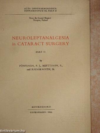 Neuroleptanalgesia in Cataract Surgery II.