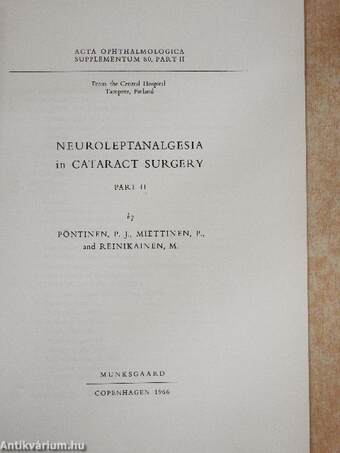 Neuroleptanalgesia in Cataract Surgery II.