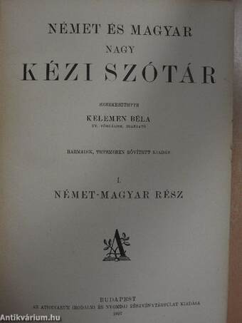 Német és magyar nagy kézi szótár/Magyar és német nagy kézi szótár I-II.