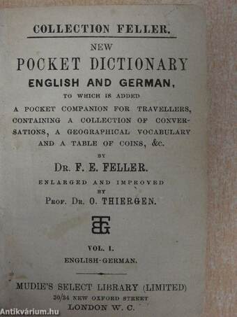 New Pocket Dictionary English and German I.