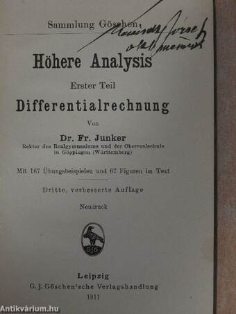 Höhere Analysis I. (töredék)