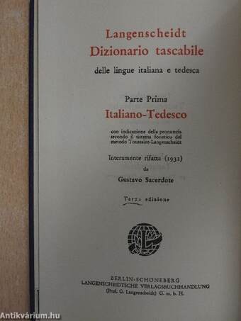 Langenscheidts Taschenwörterbuch der italienischen und deutschen Sprache/Langenscheidt Dizionario tascabile delle lingue italiana e tedesca I.