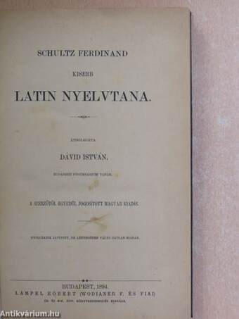 Schultz Ferdinand kisebb latin nyelvtana