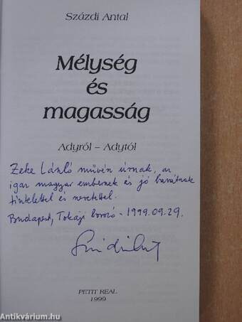 Mélység és magasság (dedikált példány)