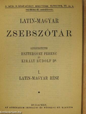 Latin-magyar zsebszótár I.