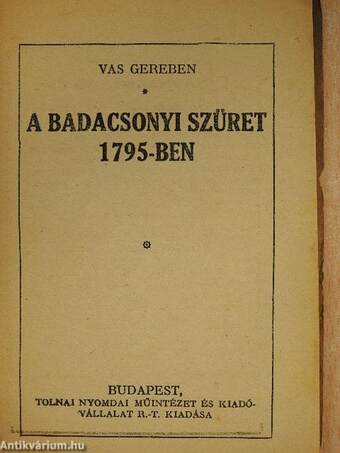 A badacsonyi szüret 1795-ben