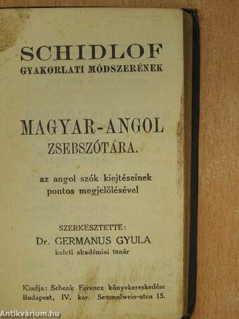 Schidlof gyakorlati módszerének magyar-angol/angol-magyar zsebszótára