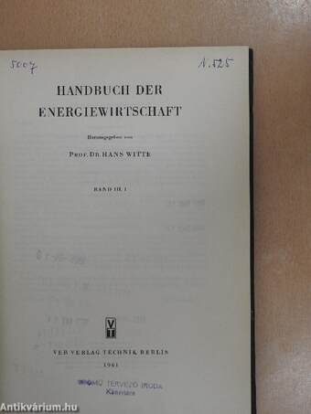 Handbuch der Energiewirtschaft III.1