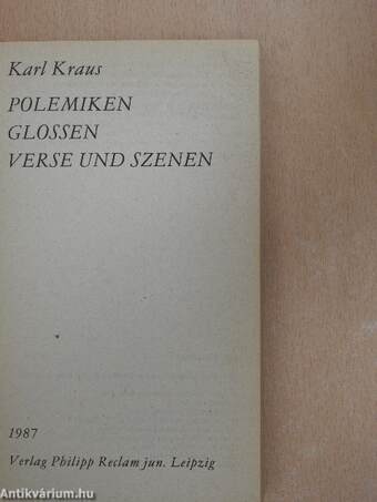 Polemiken Glossen Verse und Szenen