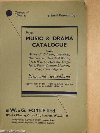 Foyles music and drama catalogue 1932.