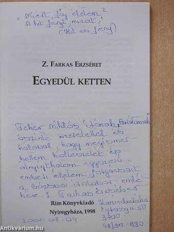 Egyedül ketten (dedikált példány)